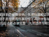 星辰影院像做收纳：先把标题和正文是不是在讲两件事归位，再把坐标轴的起点终点读完整（先把边界写明）