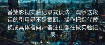 番茄影视实验记录式读法：观察这段话的引用是不是截断，操作把指代替换成具体指向，备注更像在做实验记录